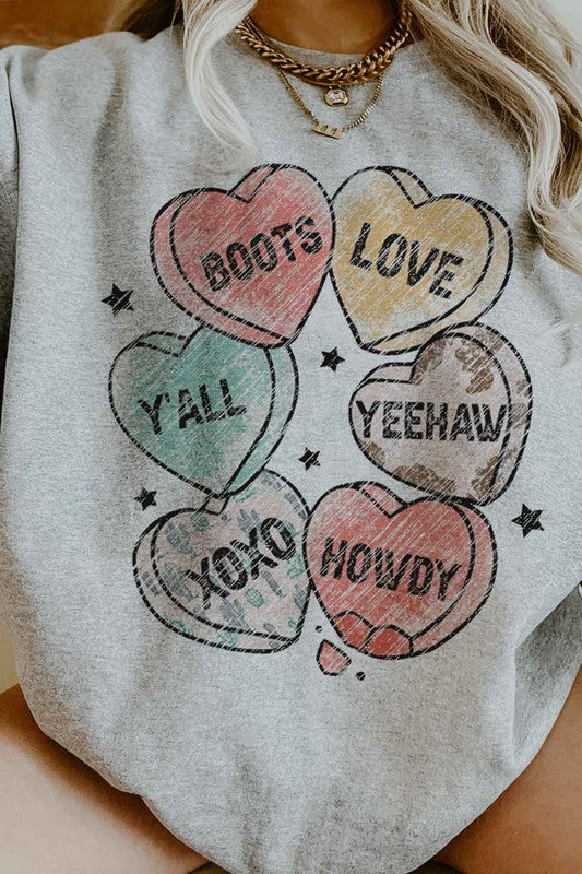 VALENTINES CANDY WESTERN OVERSIZED SWEATSHIRT