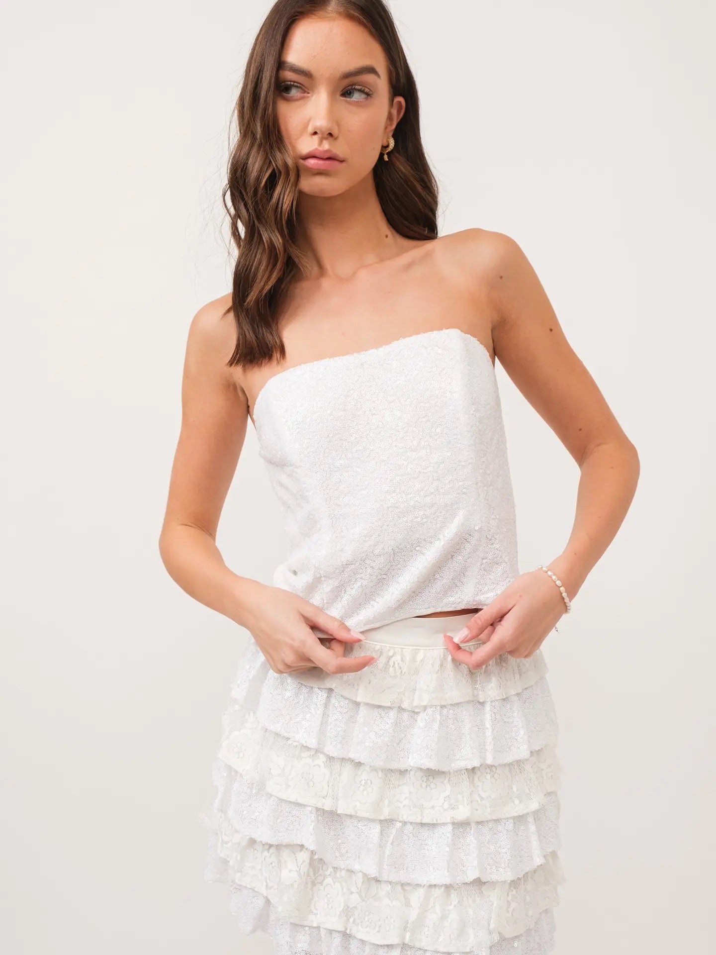 TRENDY SEQUIN TOP WITH BOW