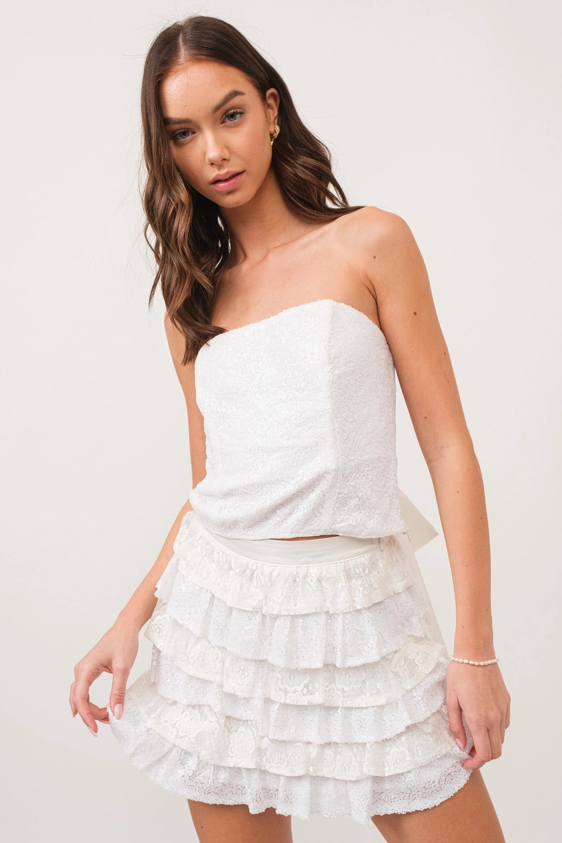 TRENDY SEQUIN TOP WITH BOW