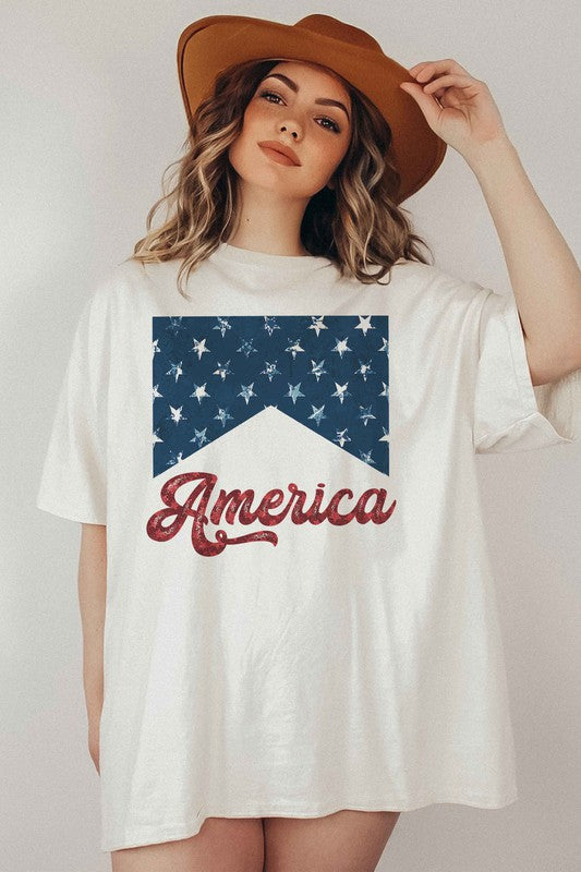 AMERICA STARS OVERSIZED GRAPHIC TEE / T-SHIRT