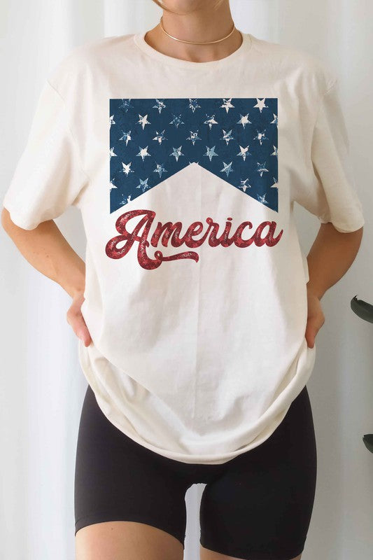 AMERICA STARS OVERSIZED GRAPHIC TEE / T-SHIRT