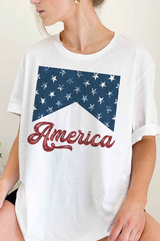 AMERICA STARS OVERSIZED GRAPHIC TEE / T-SHIRT