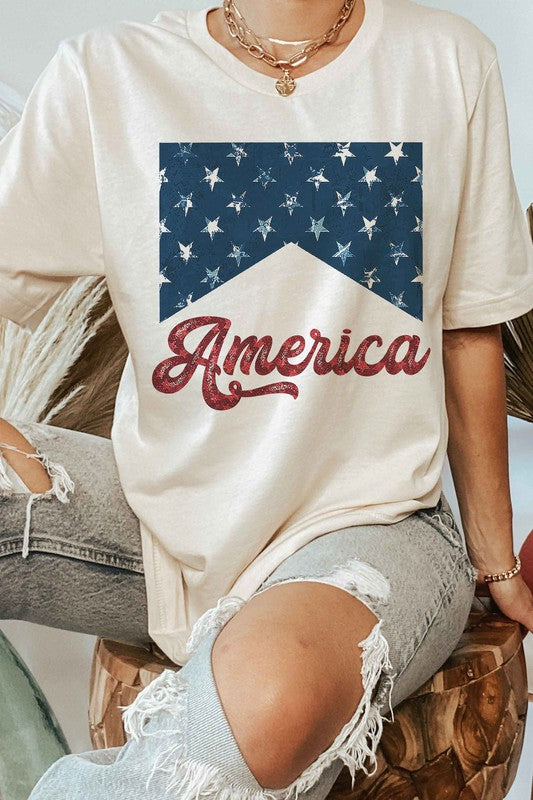 AMERICA STARS OVERSIZED GRAPHIC TEE / T-SHIRT