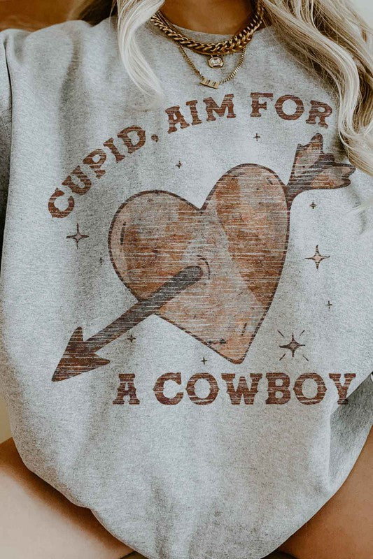 CUPID COWBOY VALENTINES OVERSIZED SWEATSHIRT