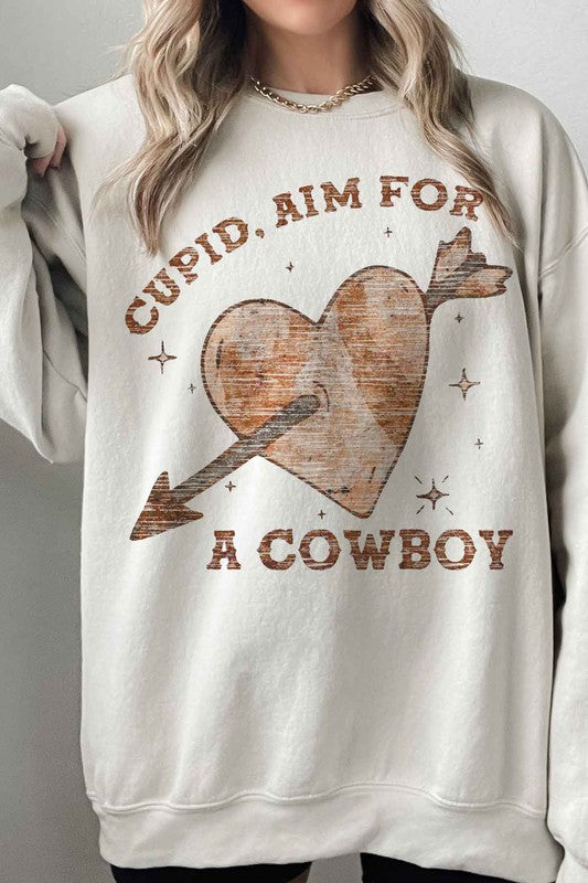 CUPID COWBOY VALENTINES OVERSIZED SWEATSHIRT