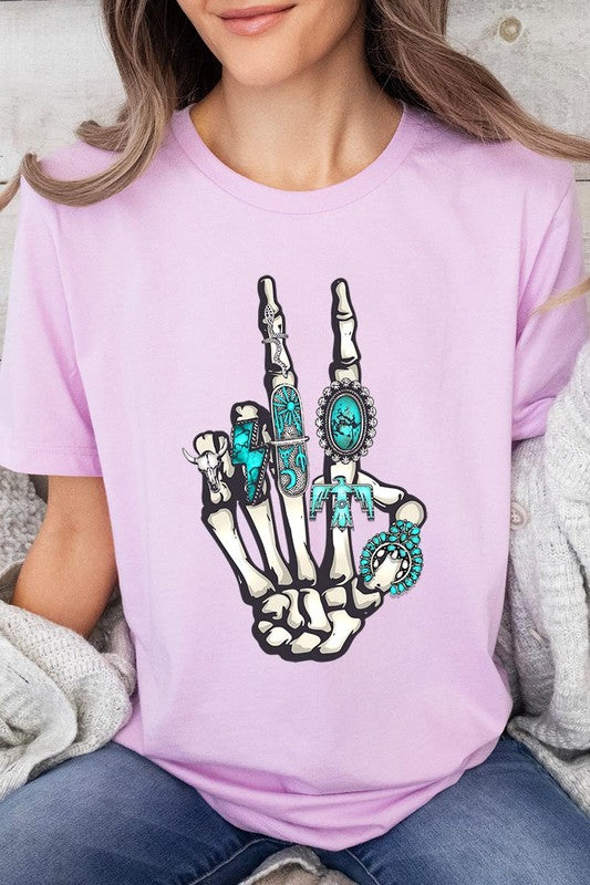 Western Skeleton Concho Rings Graphic T Shirts