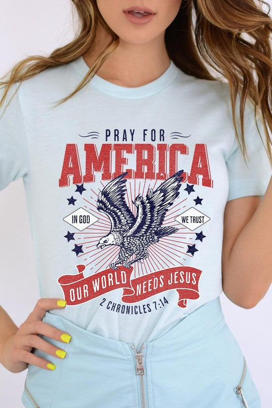 Eagle Pray For America Christian Graphic T Shirts