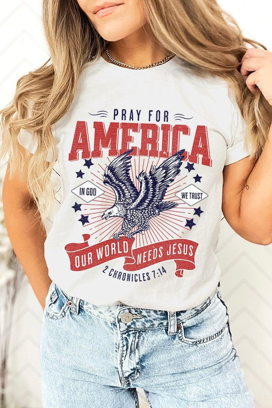 Eagle Pray For America Christian Graphic T Shirts