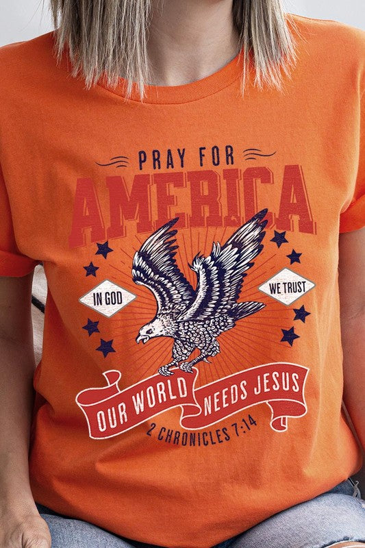 Eagle Pray For America Christian Graphic T Shirts