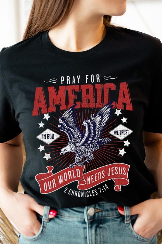 Eagle Pray For America Christian Graphic T Shirts