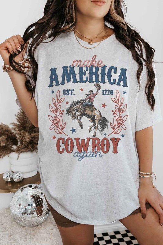 MAKE AMERICA COWBOY AGAIN OVERSIZED GRAPHIC TEE