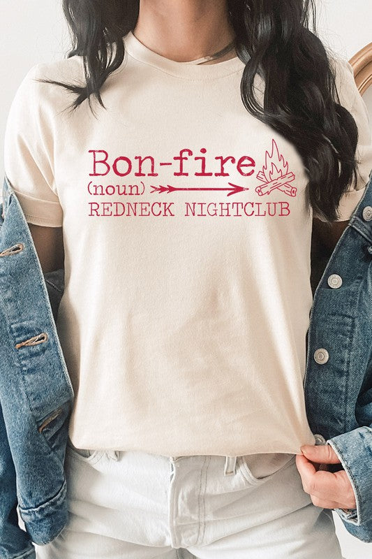 Bonfire Redneck Nightclub Fire Side Graphic Tee