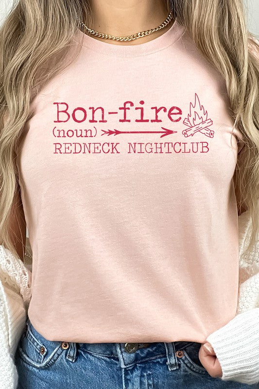 Bonfire Redneck Nightclub Fire Side Graphic Tee